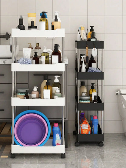 Movable slim storage rack for versatile home organization