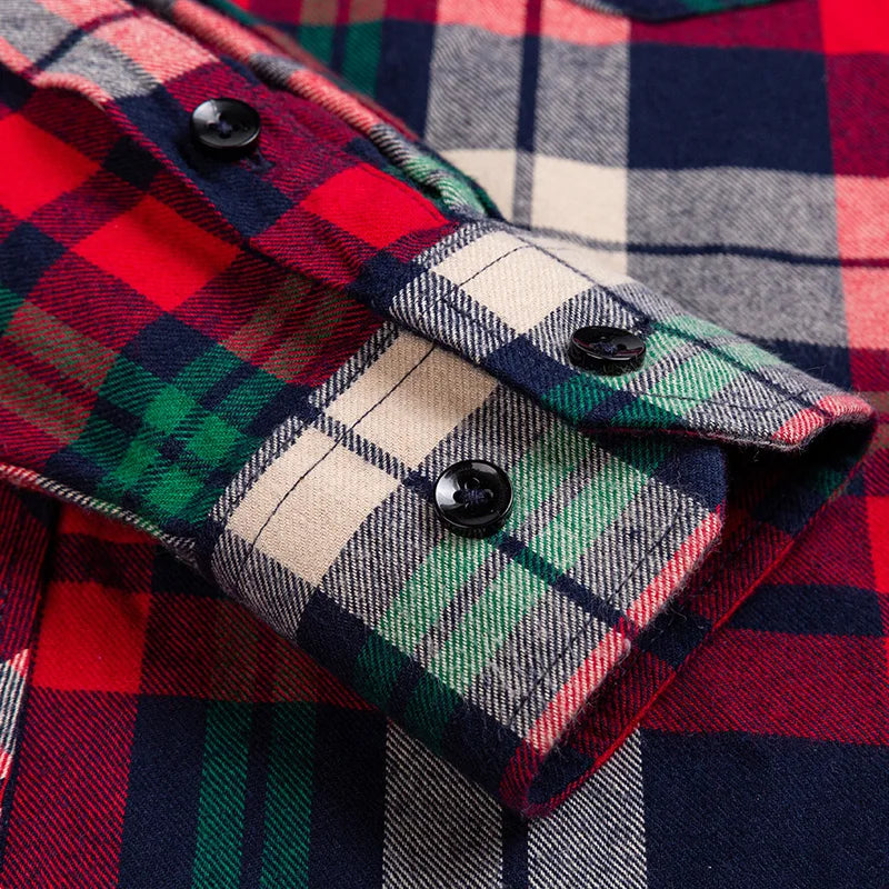 Big-size 8XL flannel shirt, soft 100% cotton, classic plaid