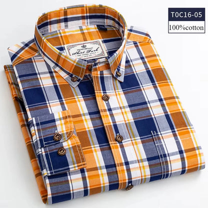 Premium cotton plaid shirt for men—clean, trendy, and comfortable