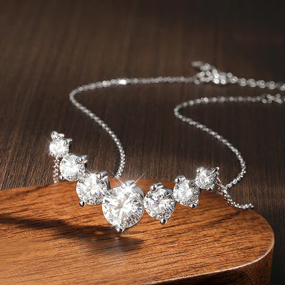 Moissanite Necklace – 925 Sterling Silver, 18K White Gold Plated
