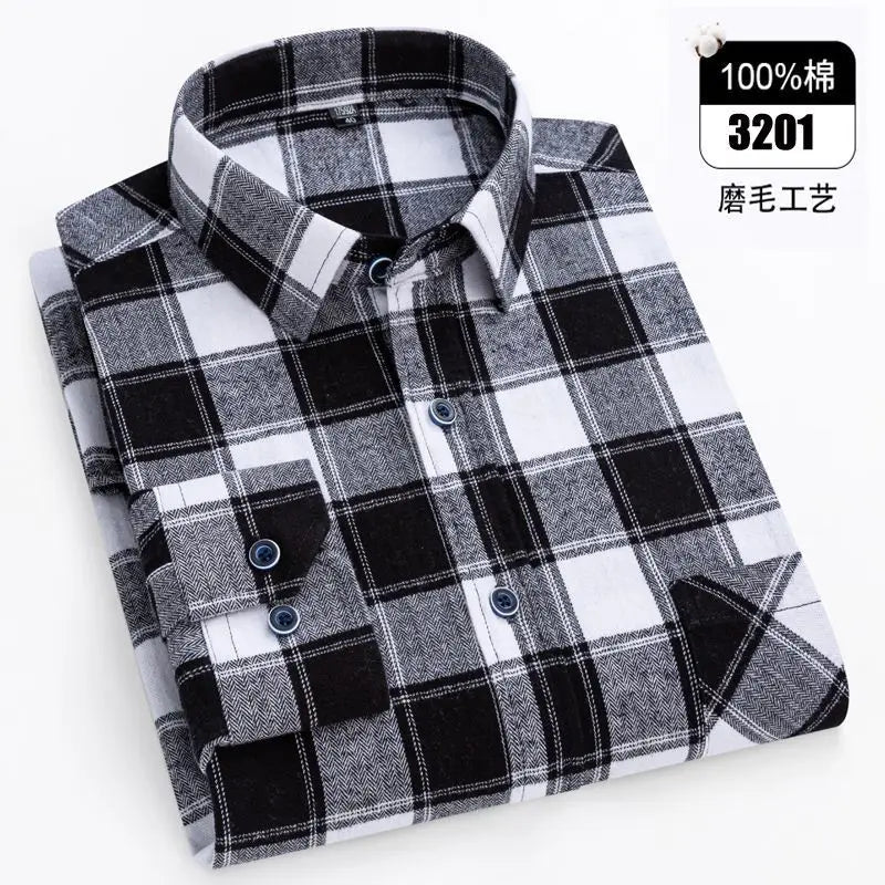 Ultra-soft 100% cotton flannel shirt, up to 11XL, cozy and stylish