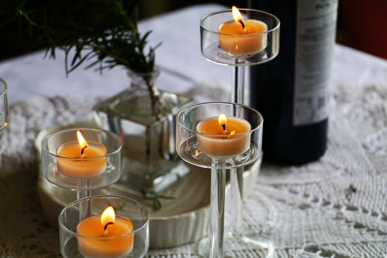 Elegant crystal candle set for table centerpieces and dinner settings.
