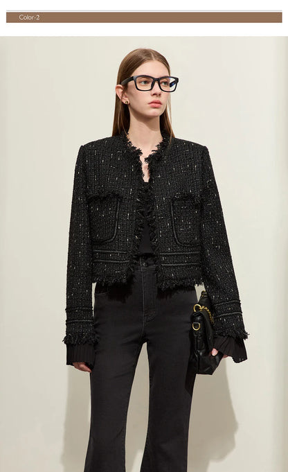 Women’s AMII minimalism chambray tweed short jacket