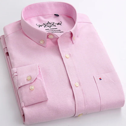 Men’s 100% cotton plaid shirt, stylish slim design for office or casual