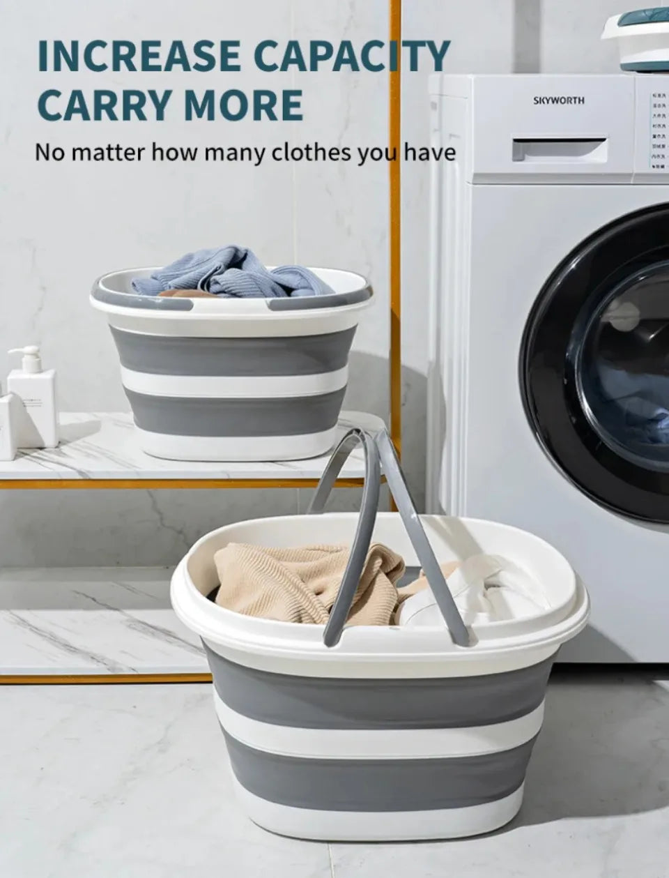 Lightweight foldable bucket—perfect for laundry, cleaning, and organizing