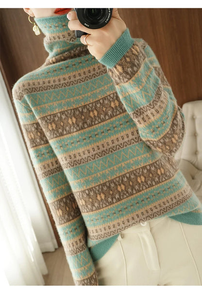 Women’s 100% wool cashmere high-neck sweater