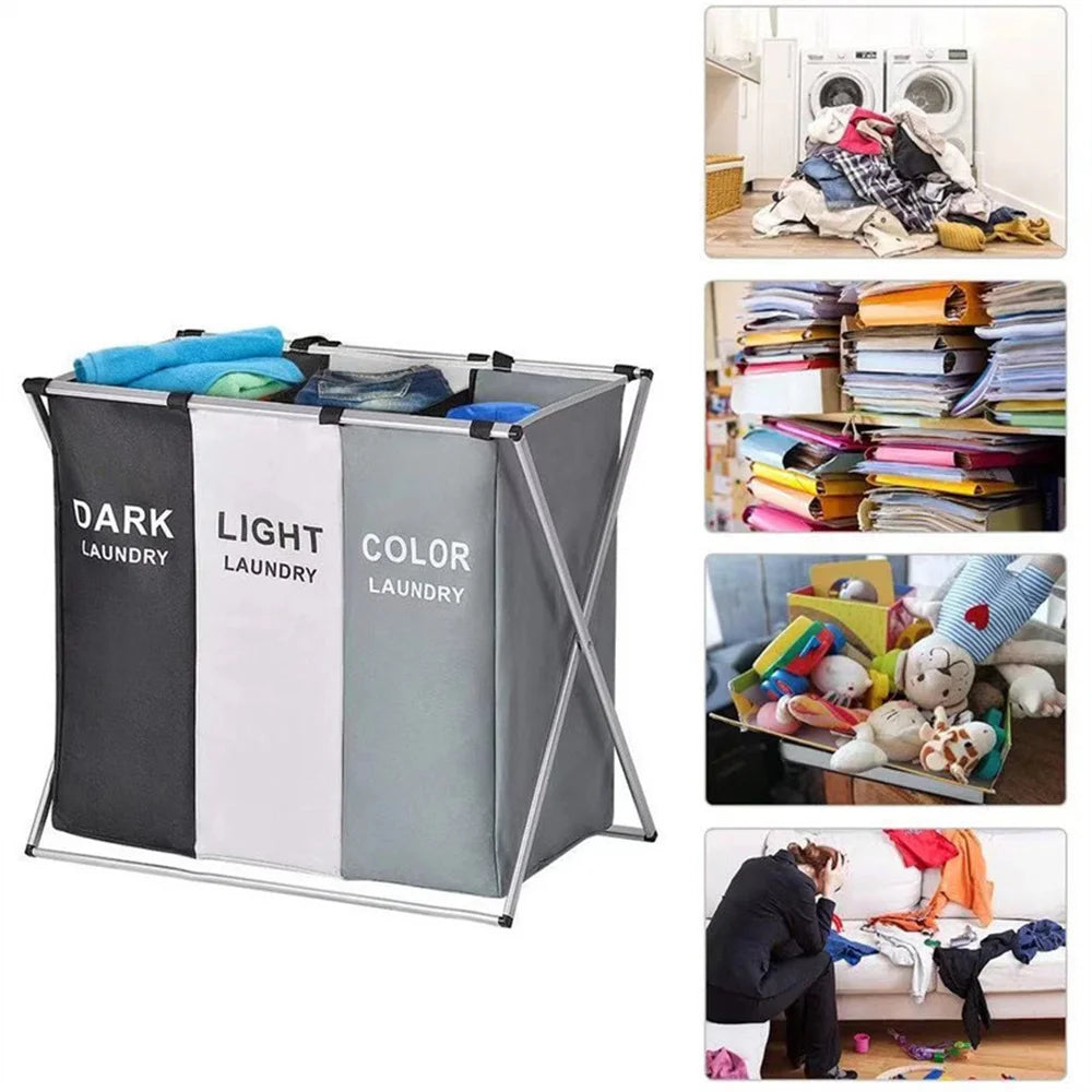 Multi-grid laundry hamper for neat and easy clothes sorting