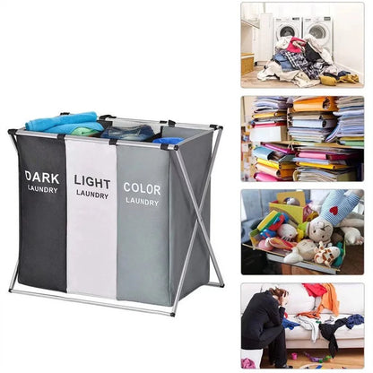 Multi-grid laundry hamper for neat and easy clothes sorting