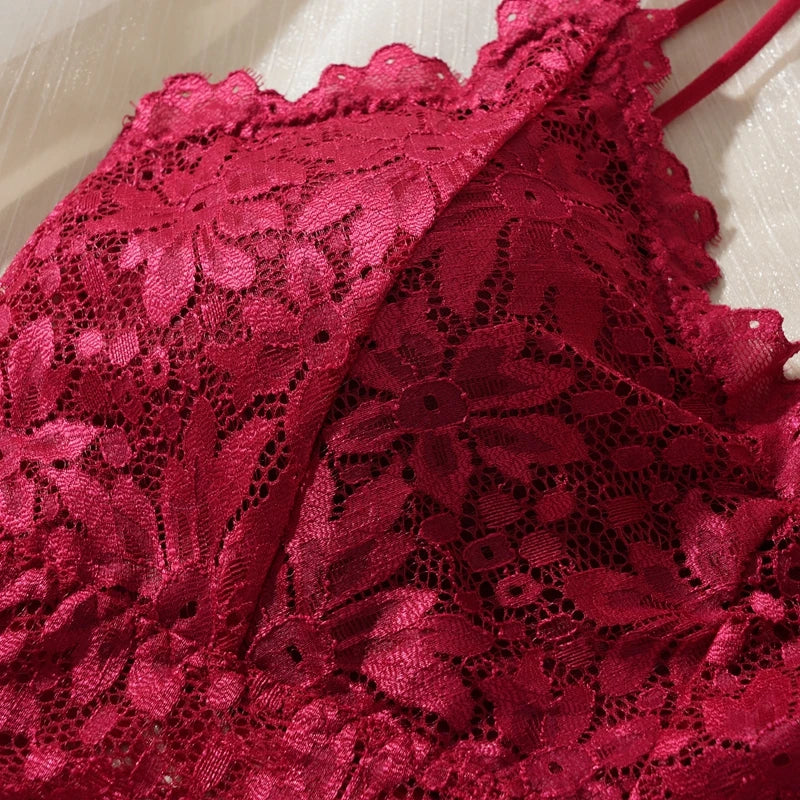 Women’s Lace Bra & Panty Set – Sexy Hollow Back, No Wire