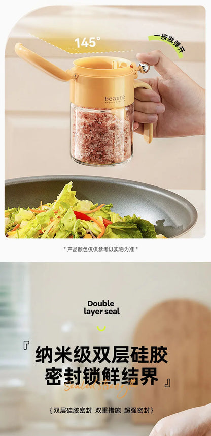Durable glass seasoning containers with airtight lids for freshness