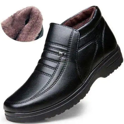 Men’s Waterproof Leather Shoes – High Top, Warm Winter Slip-On