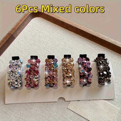 6PCS Rhinestone Hair Clips – Sparkling Crystal Side Clips