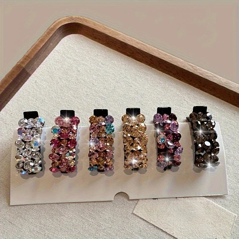 6PCS Rhinestone Hair Clips – Sparkling Crystal Side Clips