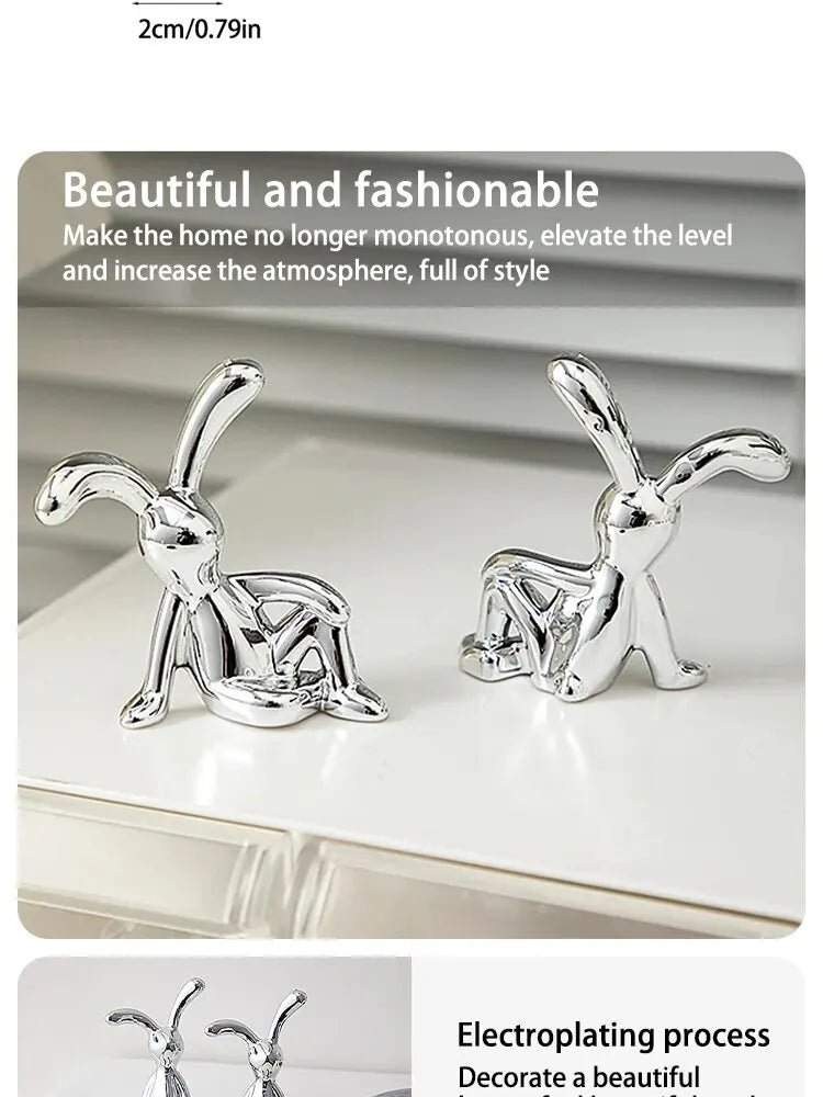Adorable double rabbit ornaments for tabletop or shelf display