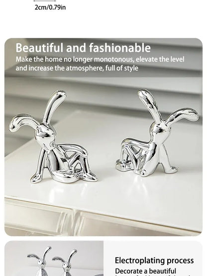 Adorable double rabbit ornaments for tabletop or shelf display
