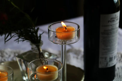 Elegant crystal candle set for table centerpieces and dinner settings.