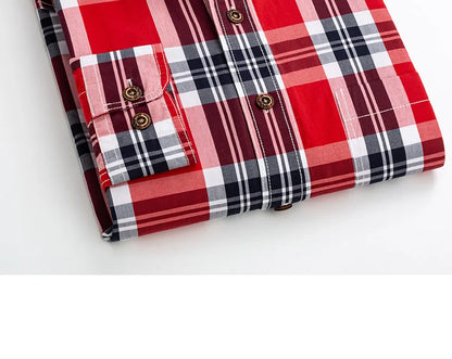 Premium cotton plaid shirt for men—clean, trendy, and comfortable
