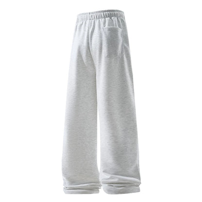 Wide Leg Breathable Men’s Sweatpants — Elastic High Waist, Loose Straight Fit