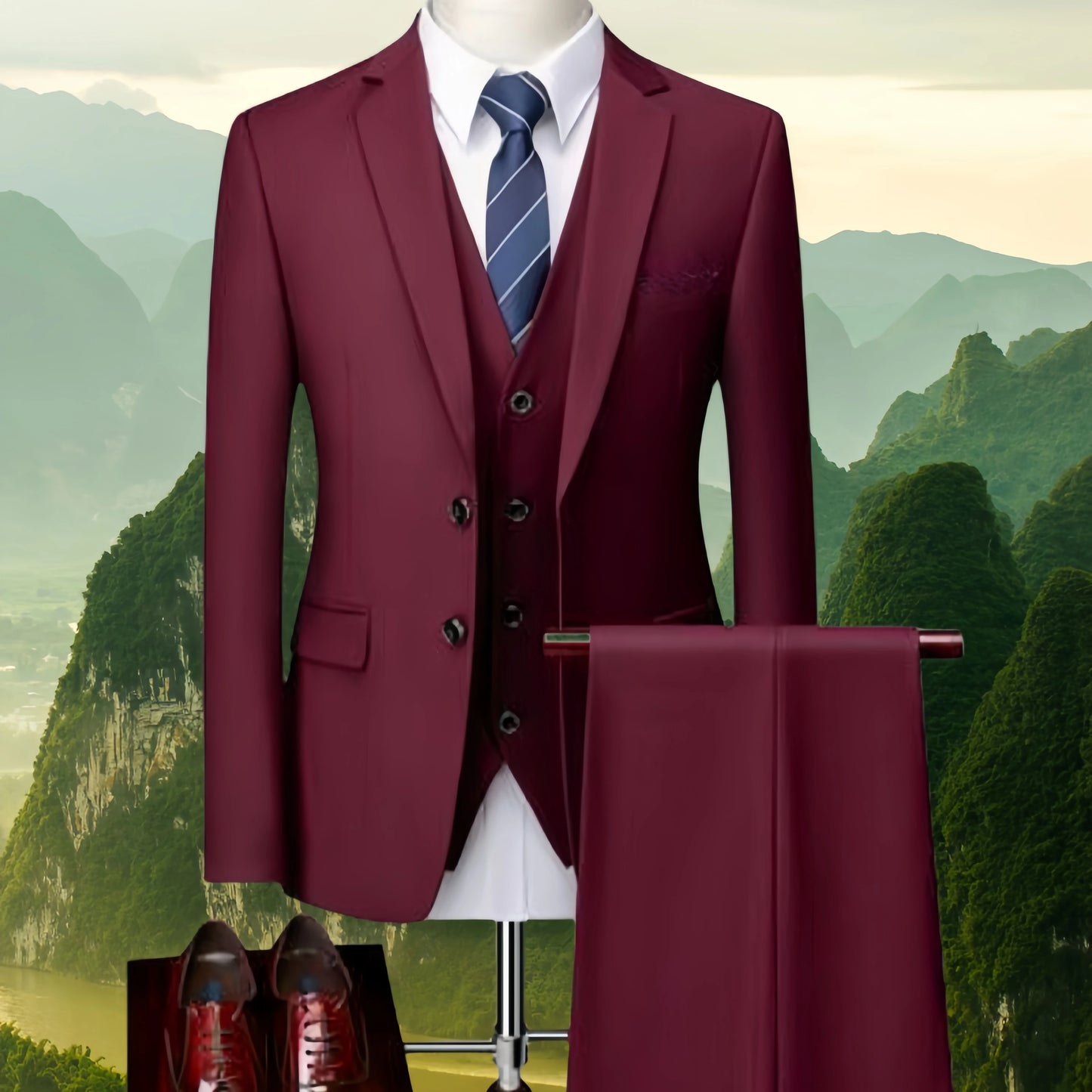 Elegant groomsmen suit jacket, vest & pants