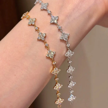 Foydjew 8-Flower Zircon Bracelet – Silver/Gold Women’s Jewelry