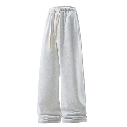 Wide Leg Breathable Men’s Sweatpants — Elastic High Waist, Loose Straight Fit