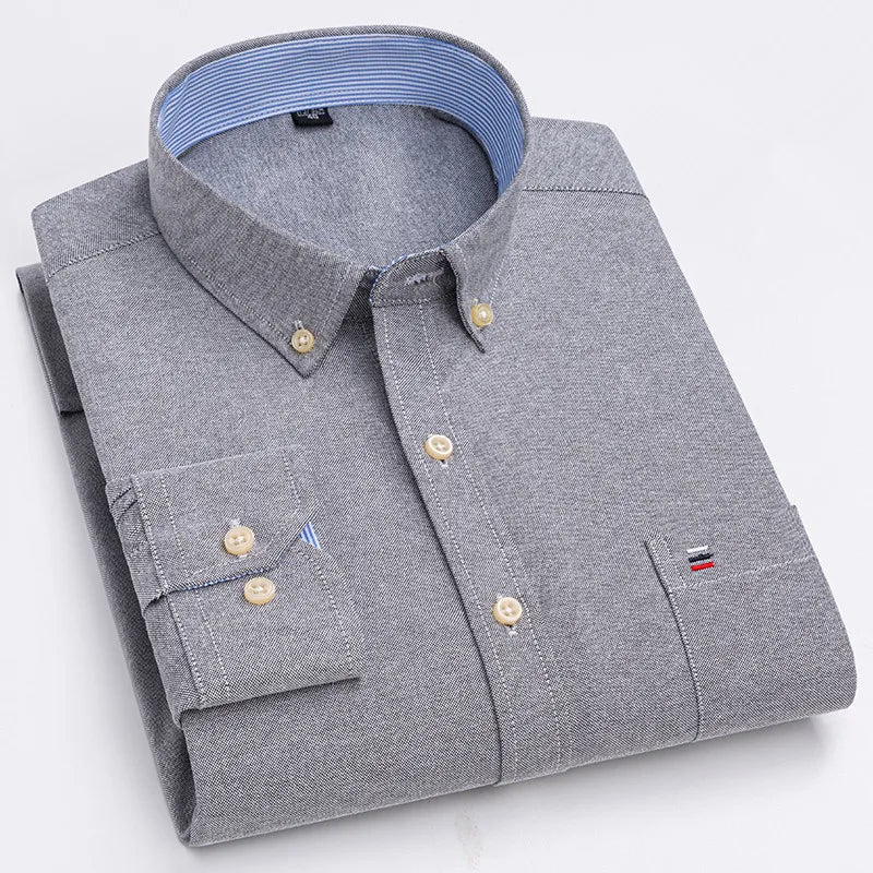 Smart casual cotton shirt with long sleeves, perfect for office or daily wear