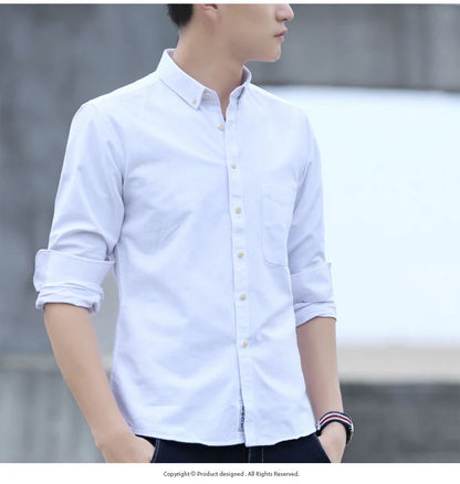 Men’s 100% cotton plaid shirt, stylish slim design for office or casual
