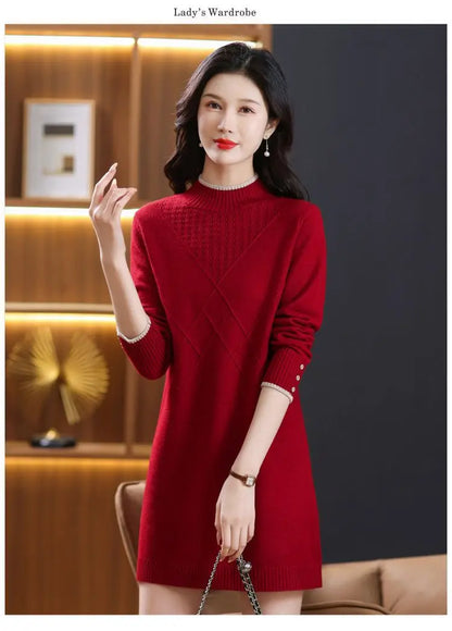 Women’s long-sleeve turtleneck knit sweater