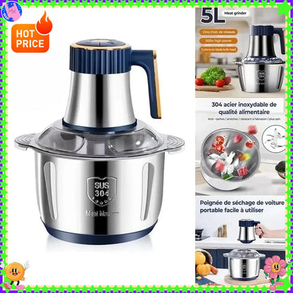 5L Stainless Steel Electric Meat Grinder – Multifunctional Food Processor