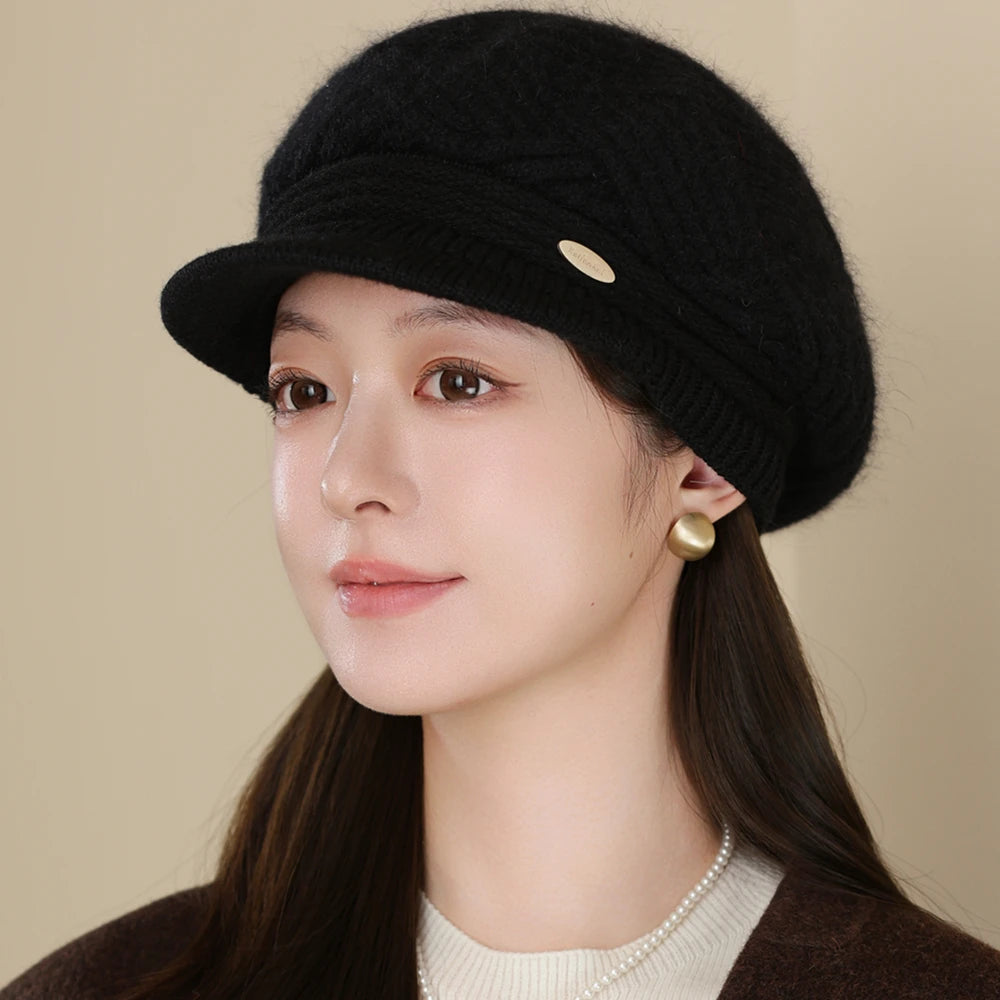 Rabbit Fur Blend Beanie – Casual Streetwear Winter Cap