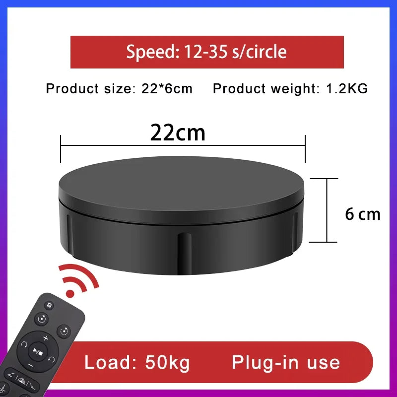 Remote-controlled rotating display for jewelry, collectibles, or video shoots