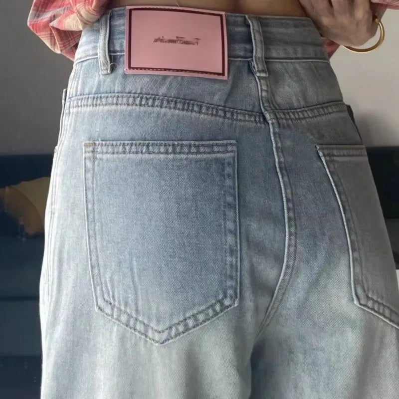 Low-waist loose-fit punk streetwear denim pants