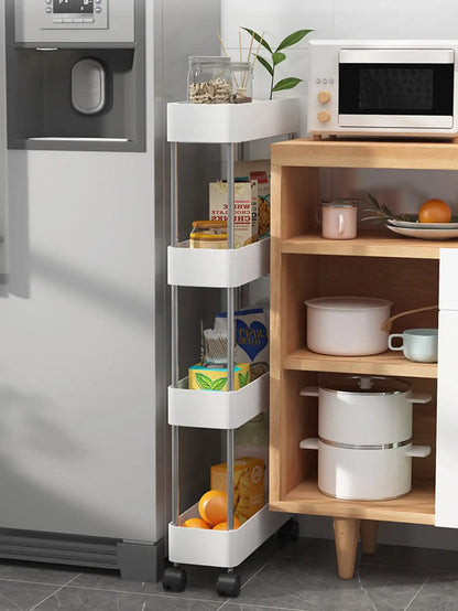 Movable slim storage rack for versatile home organization
