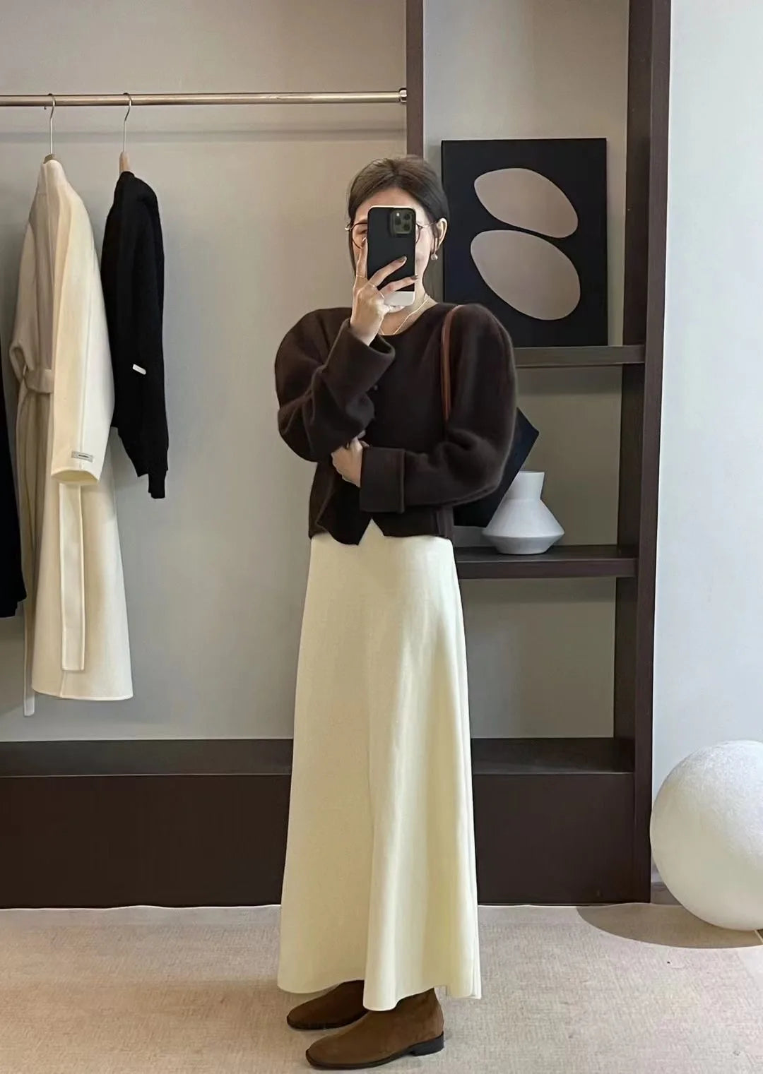 Women’s Korean-style pure wool swing skirt