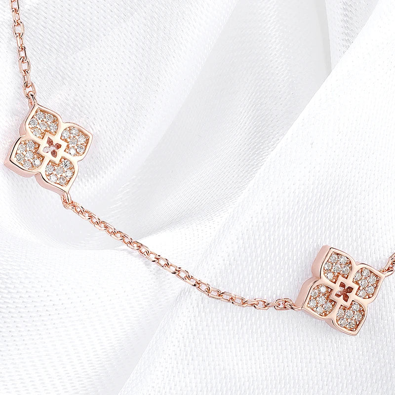 Floral Moissanite Choker – 925 Silver, Elegant Neck Chain