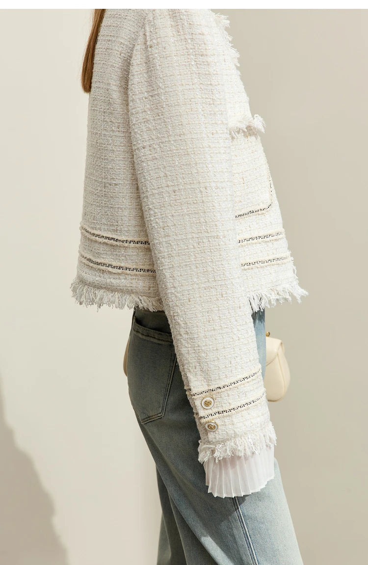 Women’s AMII minimalism chambray tweed short jacket