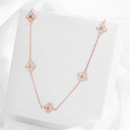 Floral Moissanite Choker – 925 Silver, Elegant Neck Chain
