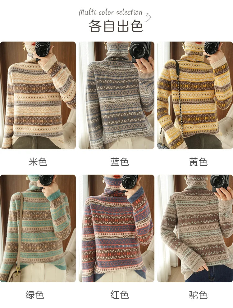 Women’s 100% wool cashmere high-neck sweater