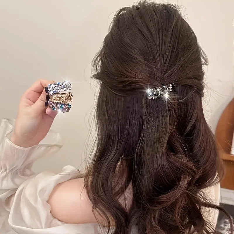 6PCS Rhinestone Hair Clips – Sparkling Crystal Side Clips