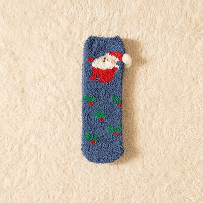 Cute Santa & Elk Socks – Thick Cozy Floor & Sleep Socks