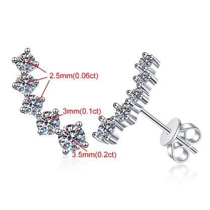 D-Color Moissanite Stud Earrings – 925 Sterling Silver, GRA Certified