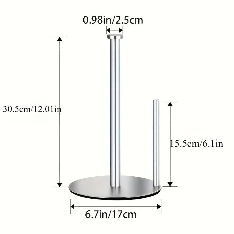Countertop paper towel holder, sleek stainless finish