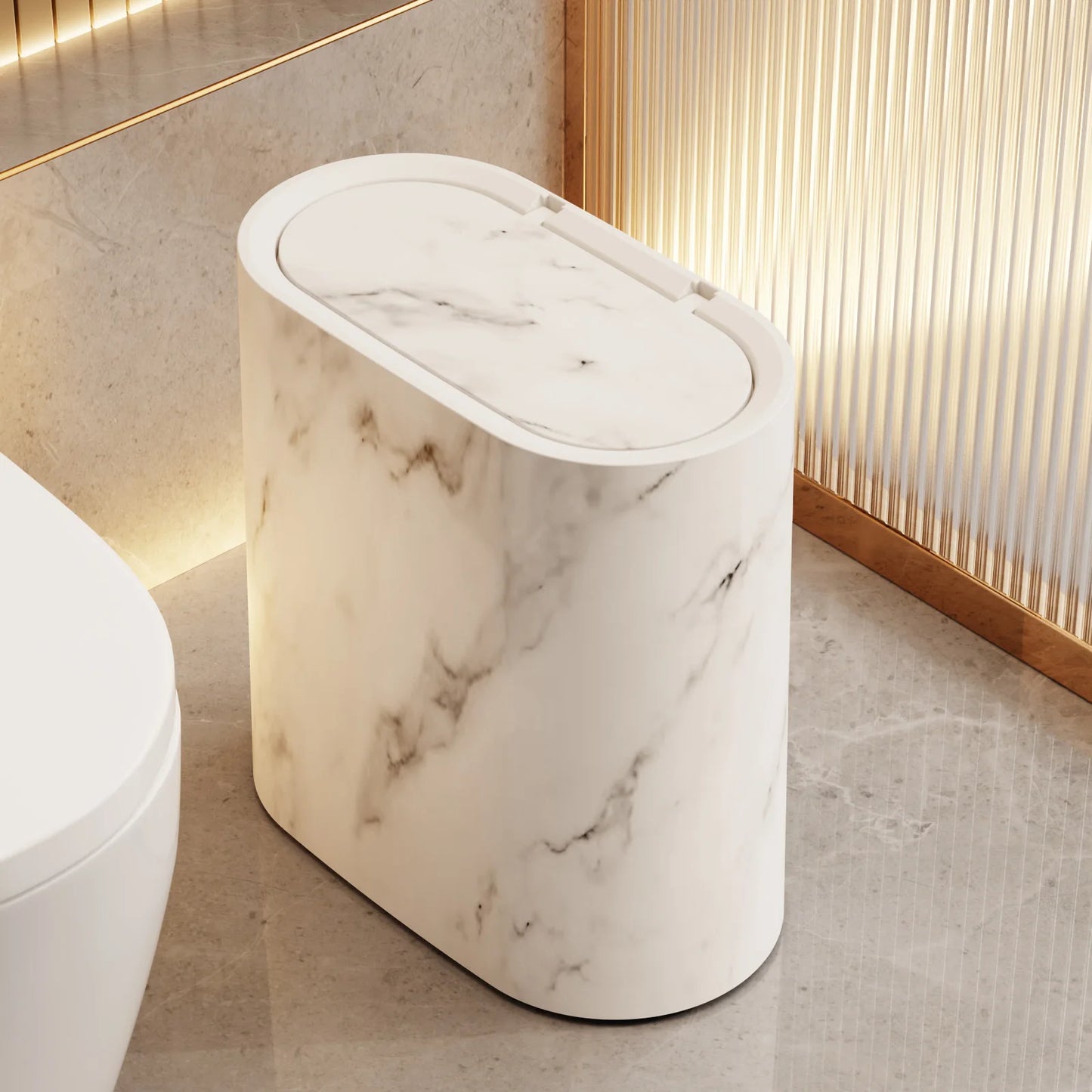 Versatile covered trash bin—perfect for home bathrooms, kitchens, or guest rooms
