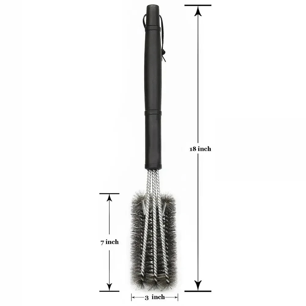 BBQ grill cleaning brush with stainless steel bristles
