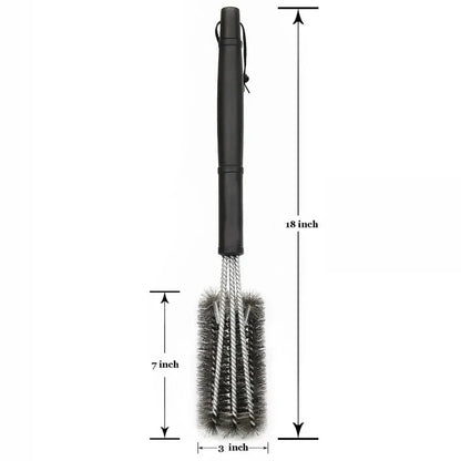 BBQ grill cleaning brush with stainless steel bristles