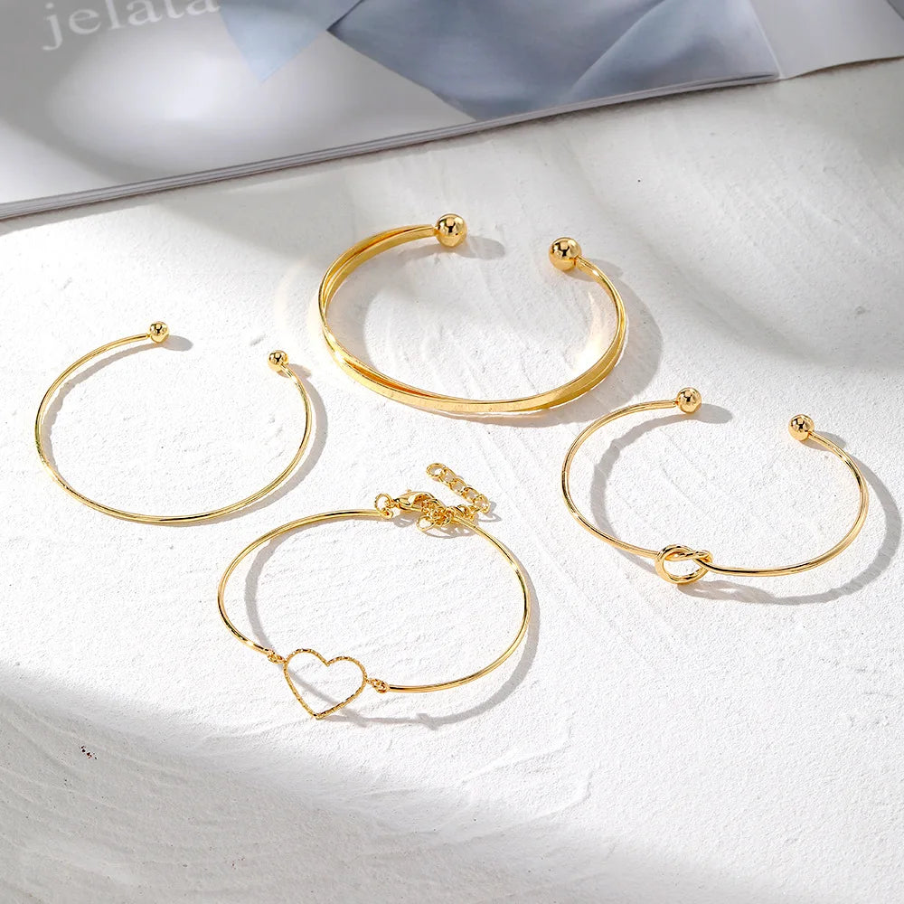 4PCS Stainless Steel Bracelets – Woven Twist Bangles