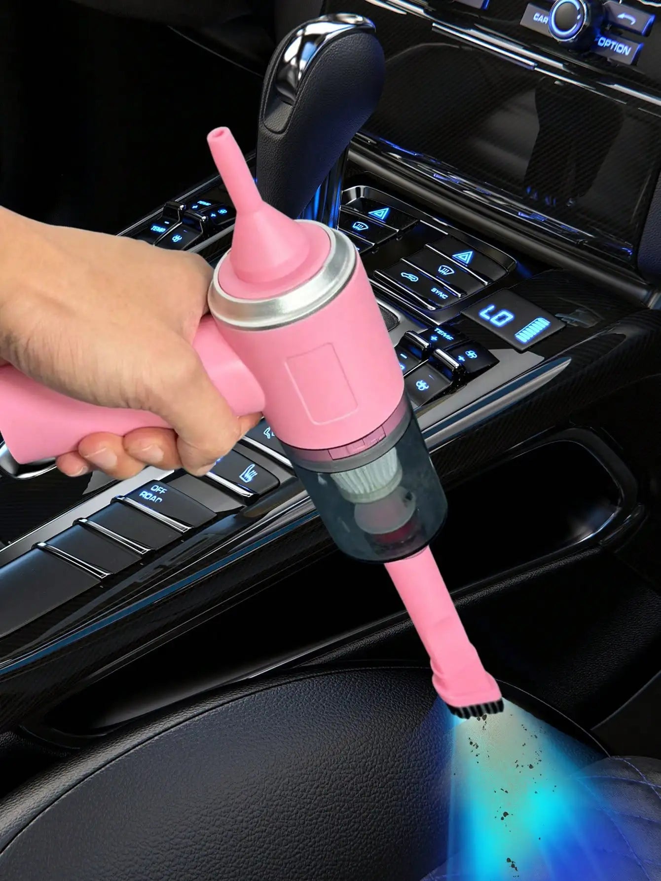 Compact handheld vacuum with suction, blow, and brush functions