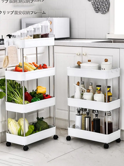 Movable slim storage rack for versatile home organization