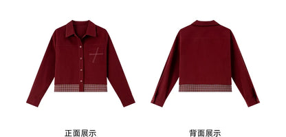 Turn-down collar long-sleeve outerwear for ladies