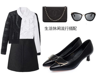 Elegant Women’s Single Shoes – Trendy Leather High Heels